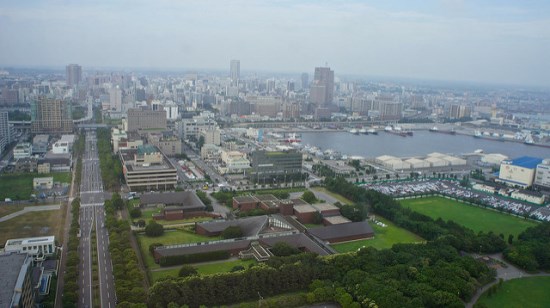 Panorama siang hari dari Chiba Port Tower