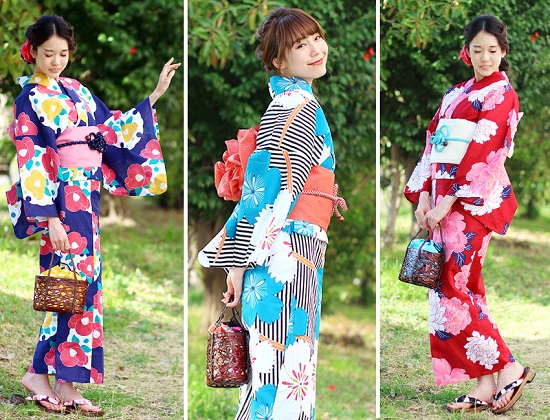 Berbagai macam kimono di Fuuka Kimono
