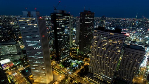 Malam hari di Gedung Pemerintahan Tokyo Metropolitan