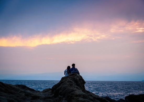 Panorama senja di Enoshima