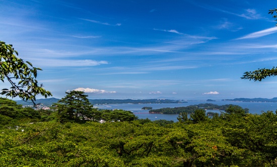 Pemandangan Matsushima Sendai dari observasi Tomiyama