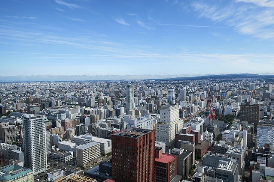 Pemandangan kota Sapporo dari JR Tower Observation Deck