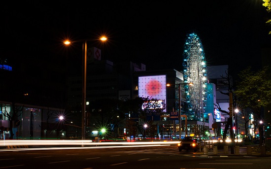 Pemandangan malam Nagoya Nishiki Dori