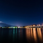 Pemandangan malam danau Kawaguchiko