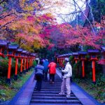 Pemandangan momiji musim gugur di Kuil Kurama