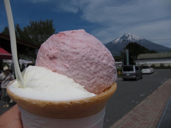 Softcream langsung dari susu sapi di Fuji Milk Land