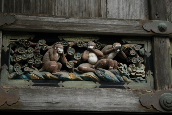 Tiga monyet di Kuil Nikko Toshogu Tochigi