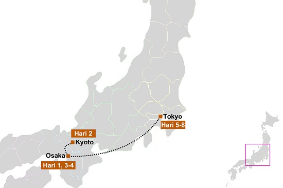 peta itinerary Tokyo Osaka 8 hari
