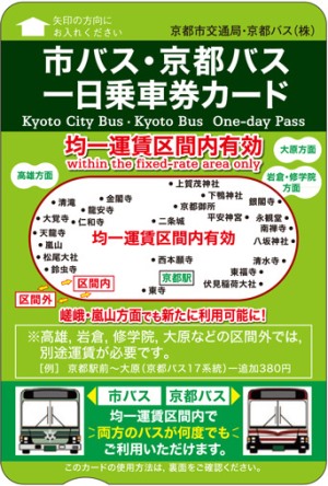 Tiket terusan bus kota Kyoto