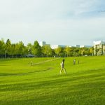 Area lapangan terbuka di Bampaku Kinen Koen