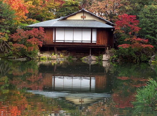 Bangunan Tea House di Taman Sorakuen