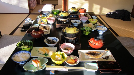 Menu sarapan di Ryokan Mikawaya Hakone