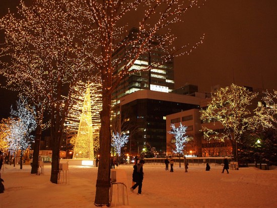 Panorama malam Sapporo Illumination