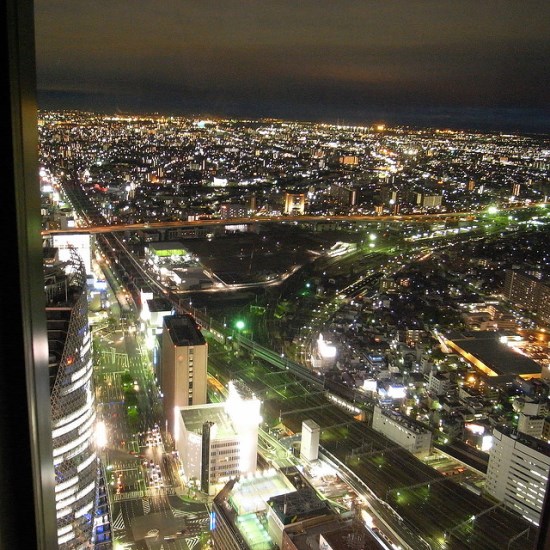 Panorama malam dari Midland Square Nagoya