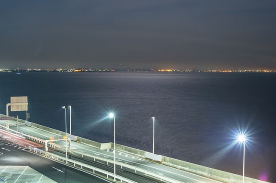 Panorama malam di Umi Hotaru Chiba