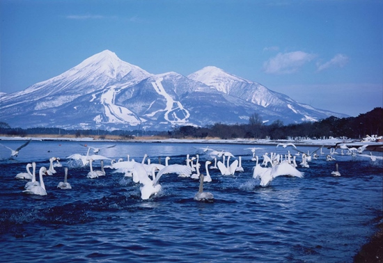 Pemandangan di Lake Inawashiro Fukushima