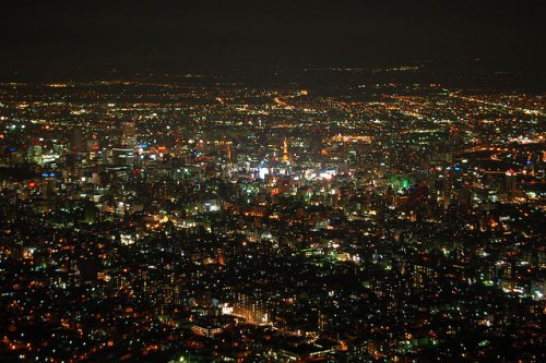 Pemandangan malam Sapporo di Hokkaido