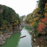 Pemandangan musim gugur Tebing Tenryukyo di Nagano