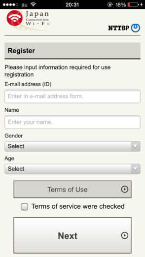 Registrasi dengan masukkan nama dan email