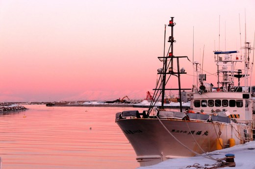 Senja hari di Pelabuhan Abashiri Hokkaido