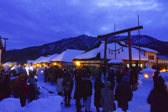 Suasana Winter Festival di Ouchijuku Fukushima