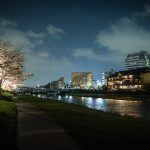 Suasana malam hari Sungai Kamogawa Kyoto