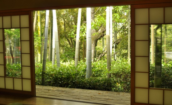 Suasana tempat minum teh di Okochi Sanso Kyoto