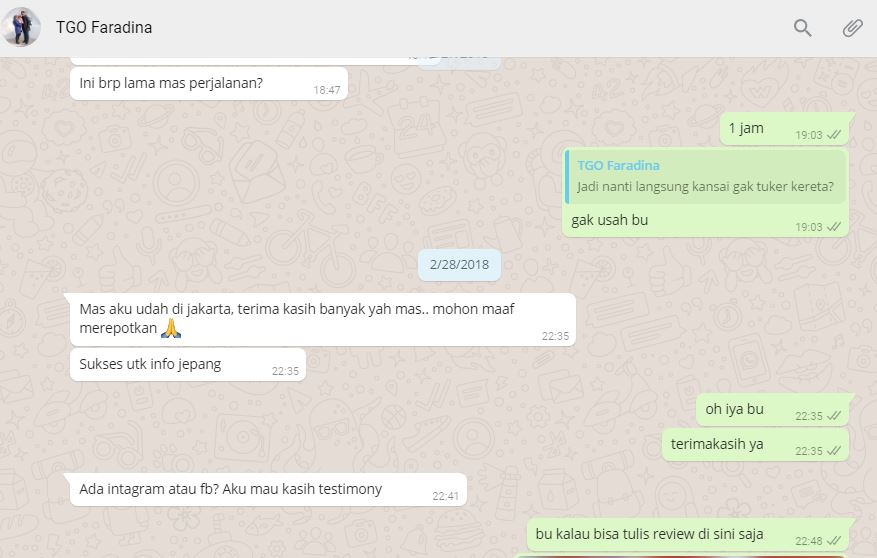 Testimoni Tour Guide Online Faradina