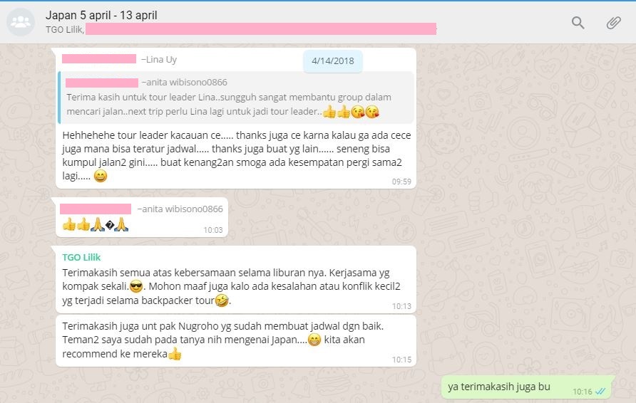 Testimoni Tour Guide Online Lilik