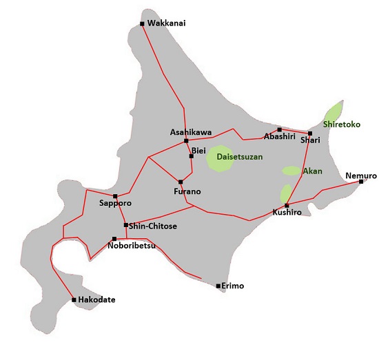 Rute kereta di Hokkaido