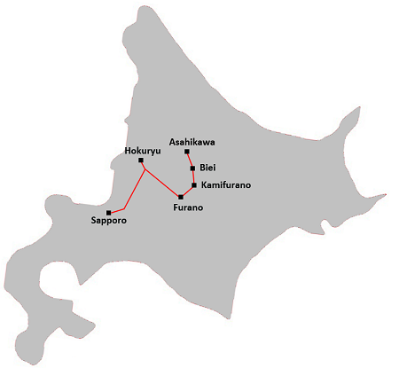 peta liburan musim panas di hokkaido jepang