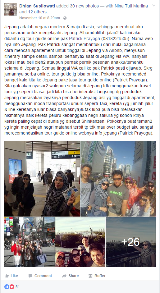 Testimoni dhian susilowati Tour Guide Online